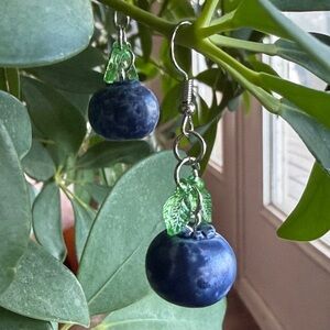 Realistic Blueberry Fruit Earrings 🫐 Violet Beauregarde reminiscent food theme